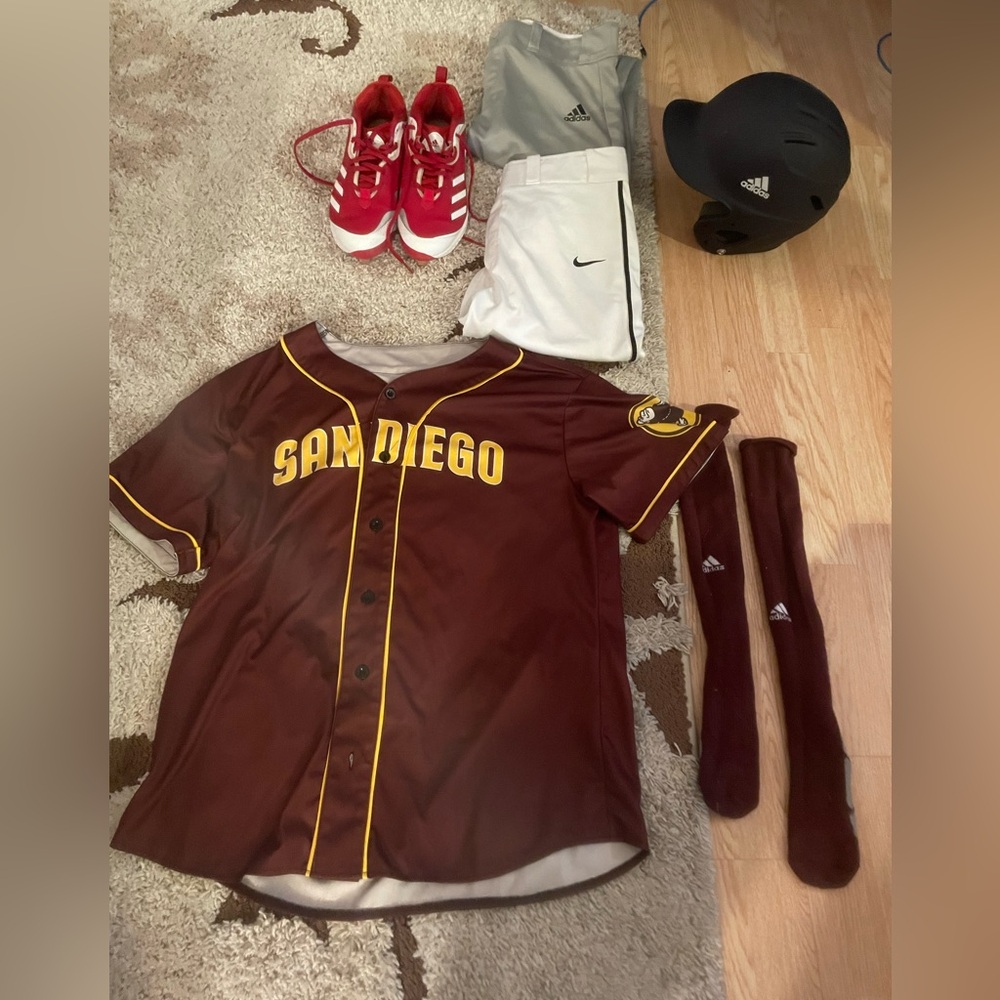 Lot gently used baseball gear. Great deal for a starter kit. Nike & Adidas. NWOT